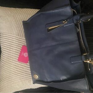 Vince Camuto Midnight Blue Shoulder Bag with Gold Details